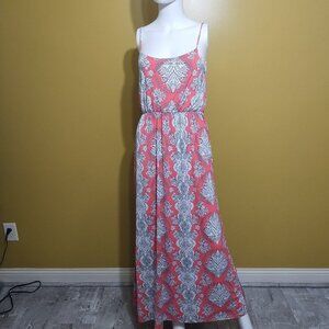 Pink Blush Maternity Sleeveless Floral Paisley Maxi Dress L Boho